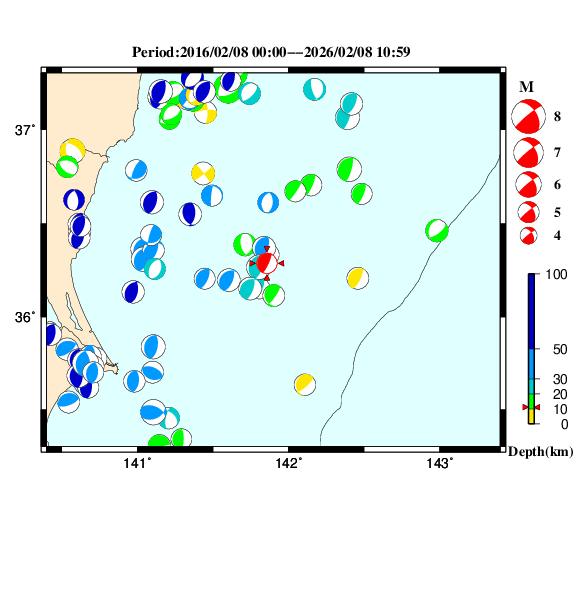過去に起きた地震のＣＭＴ解