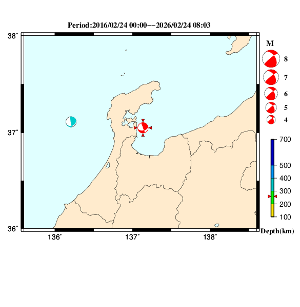 過去に起きた地震のＣＭＴ解