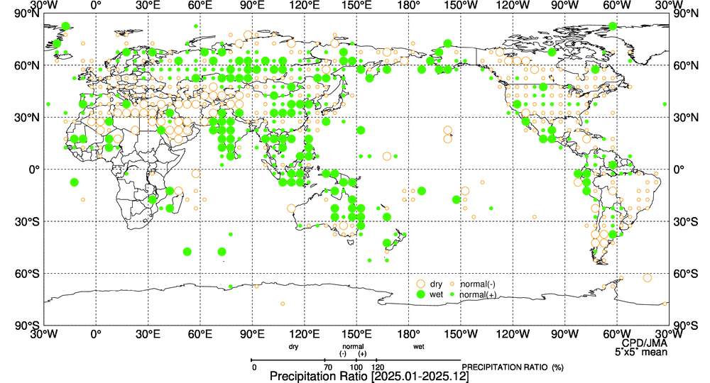 年降水量平年比階級分布図