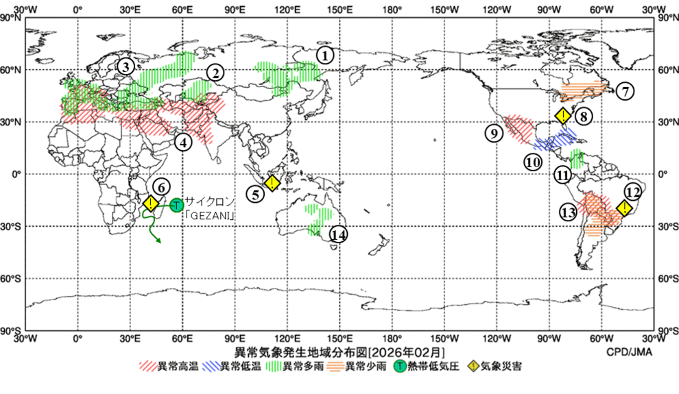 異常気象現象分布図