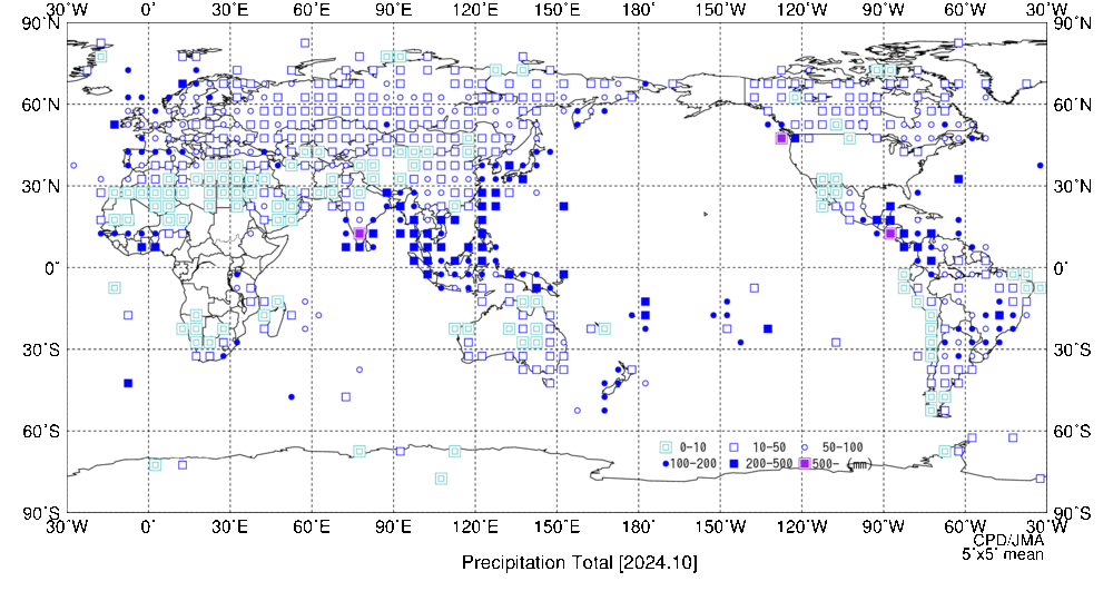 月降水量階級分布図の図