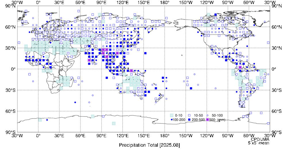 月降水量階級分布図の図