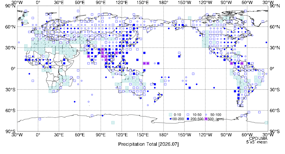月降水量階級分布図の図