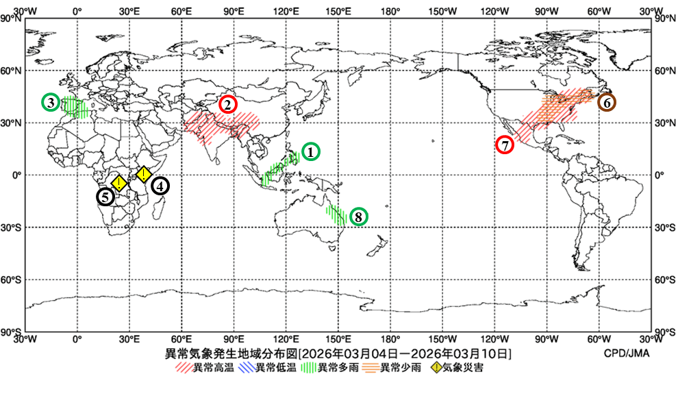 異常気象現象分布図