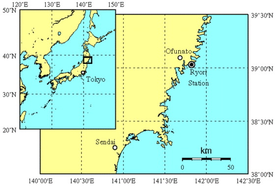 大気環境観測所（綾里）の位置