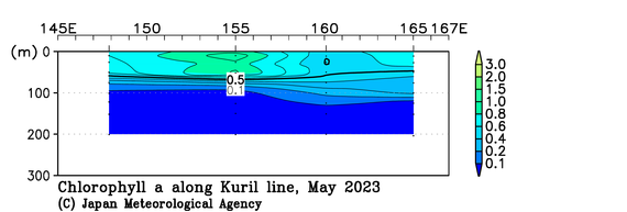 北西太平洋域の2023年春季のクロロフィル