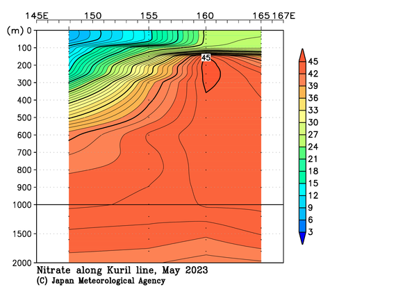 北西太平洋域の2023年春季の硝酸塩