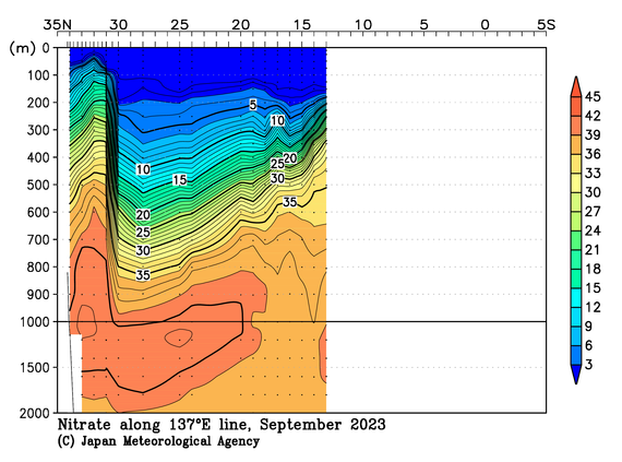 北西太平洋域の2023年夏季の硝酸塩