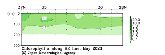 関東沖海域の2023年春季のクロロフィル