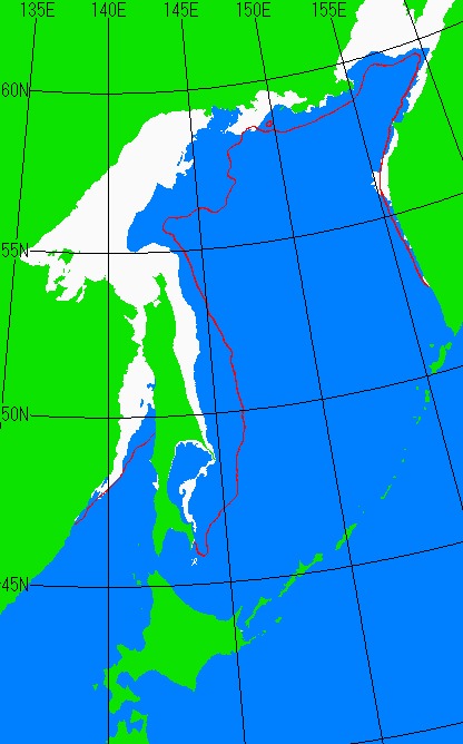 1月10日の海氷分布図