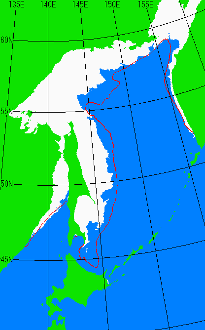 1月25日の海氷分布図