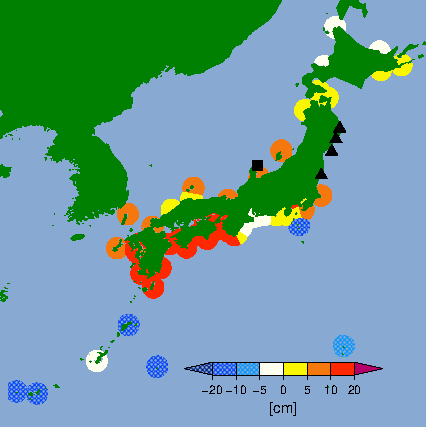月平均潮位偏差分布