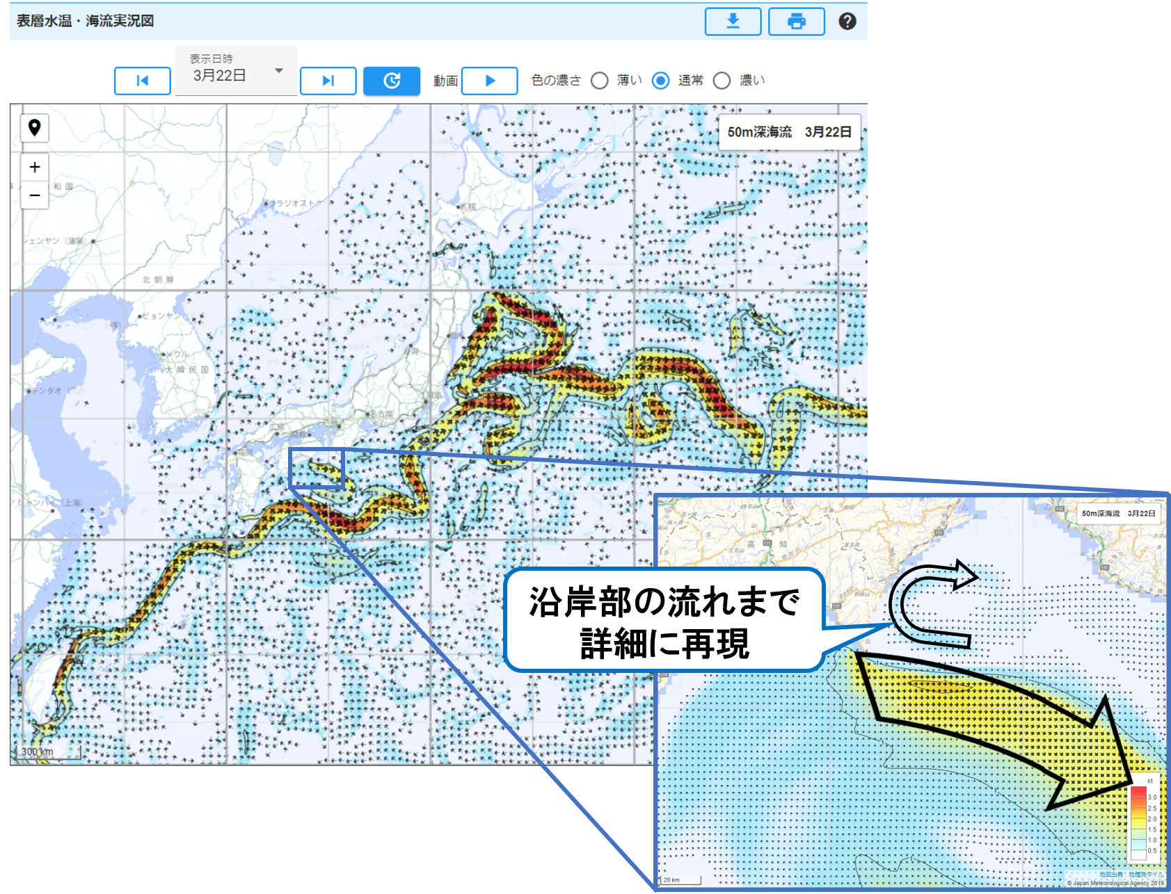 図4　気象庁ホームページにおける日本近海の海流の表示