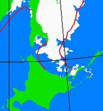 海氷分布図（北海道周辺）