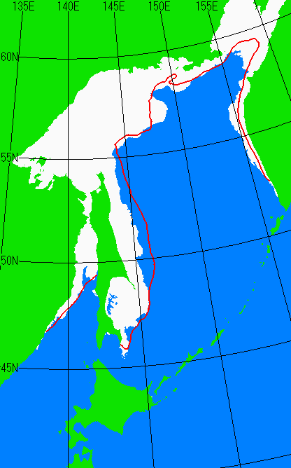 1月10日の海氷分布図