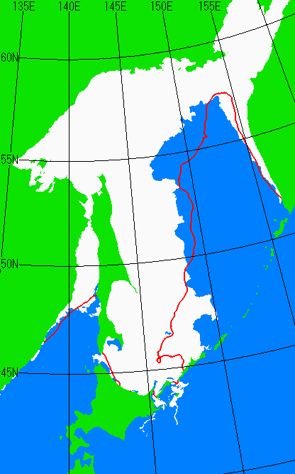 海氷分布図（オホーツク海全体）