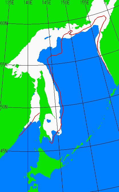 1月10日の海氷分布図