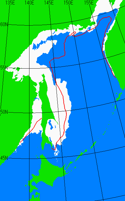 1月10日の海氷分布図