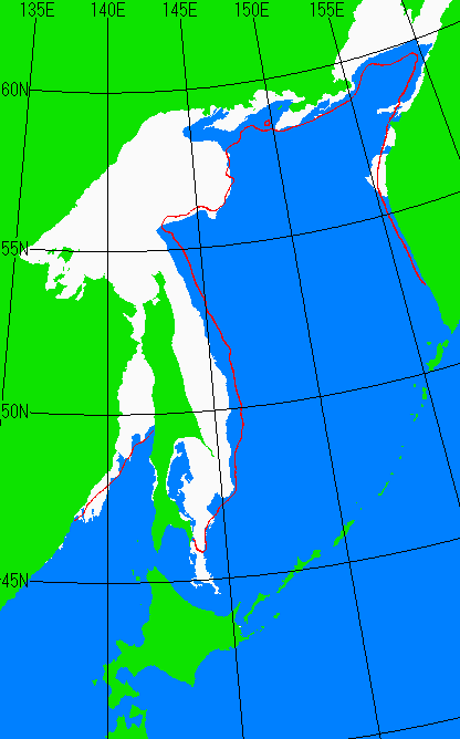 1月10日の海氷分布図