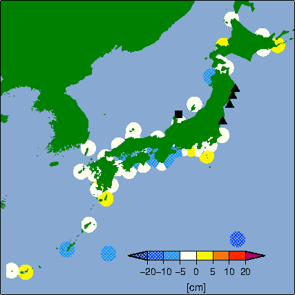 月平均潮位偏差分布