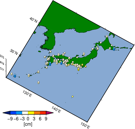 地盤上下変動量分布