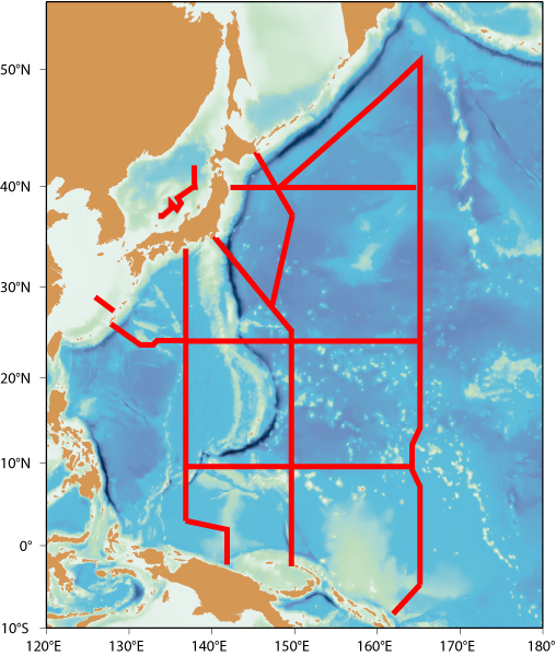 海洋気象観測船の観測定線