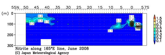 北西太平洋域の2008年夏季の亜硝酸塩