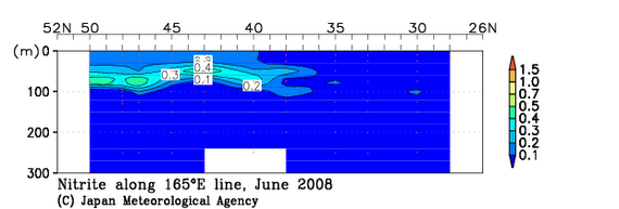 北西太平洋域の2008年夏季の亜硝酸塩
