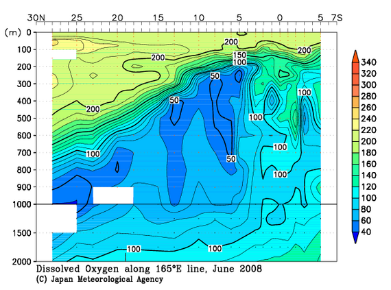 北西太平洋域の2008年夏季の溶存酸素量