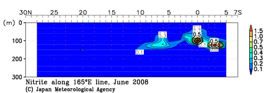 北西太平洋域の2008年夏季の亜硝酸塩