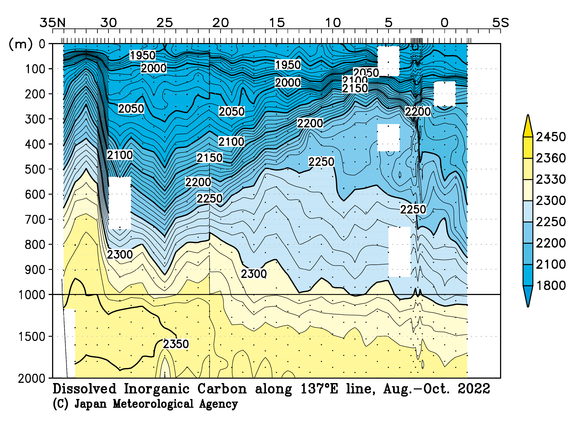 北西太平洋域の2022年夏季の全炭酸