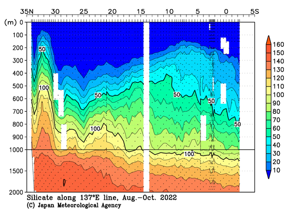 北西太平洋域の2022年夏季のケイ酸塩
