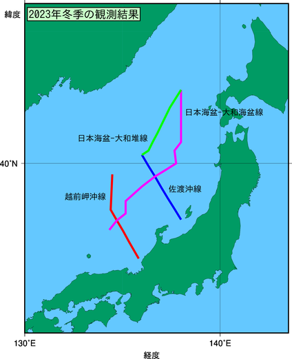 日本海(2023年冬季)の観測線図