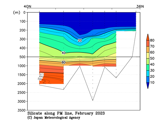 日本海の2023年冬季のケイ酸塩