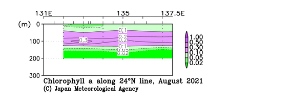 九州・沖縄海域の2021年夏季のクロロフィル