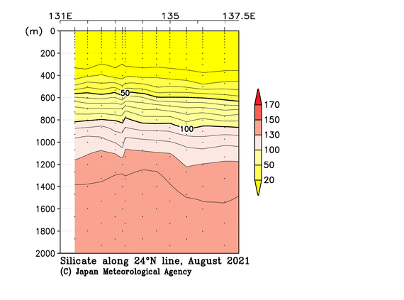 九州・沖縄海域の2021年夏季のケイ酸塩