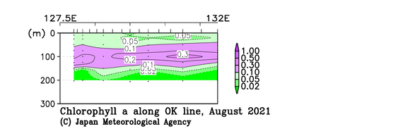 九州・沖縄海域の2021年夏季のクロロフィル