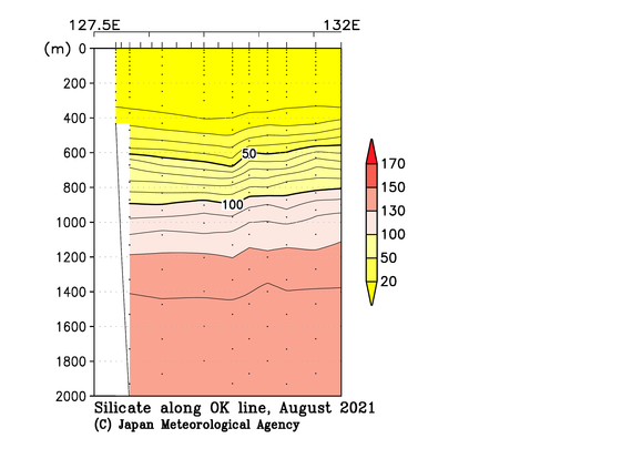 九州・沖縄海域の2021年夏季のケイ酸塩