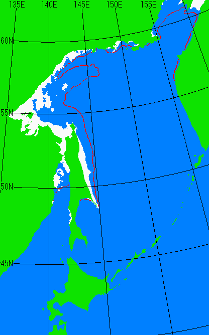 オホーツク海の海氷分布平年比較図