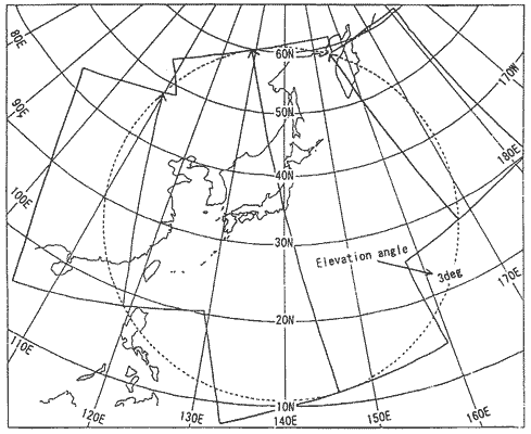 The coverage area of polar orbiting satellite at MSC