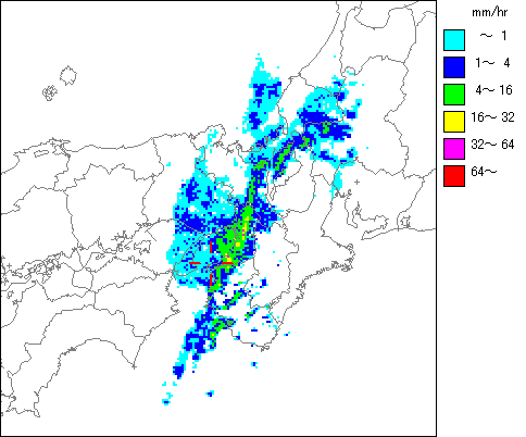 気象レーダー画像