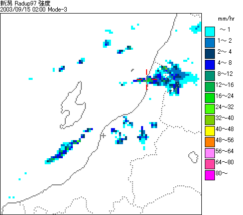 気象レーダー画像