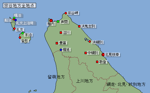 地点選択用宗谷地方地図