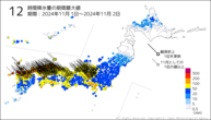 12時間降水量の期間最大値の分布図