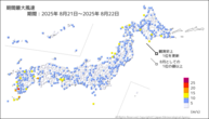 期間最大風速の分布図