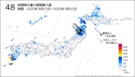 48時間降水量の期間最大値の分布図