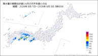 降水量の期間合計値の月平年比の分布図