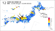 12時間降水量の期間最大値の分布図