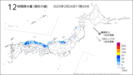 12時間降水量（現在の値）の分布図