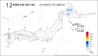 12時間降水量（現在の値）の分布図